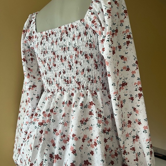 SHEIN White Cream Smocked Peplum Blouse - Picture 6 of 8